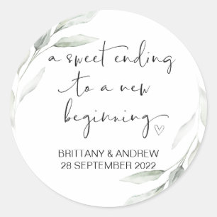 Huwelijksgunst Treat Bag Jam Jar Sweet Beginning Ronde Sticker