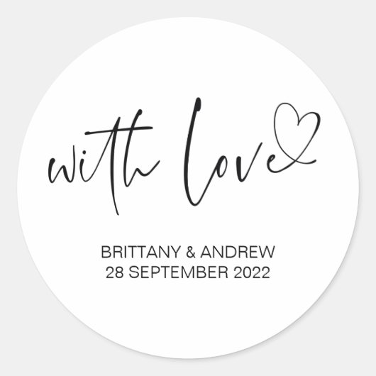 Huwelijksgunst Treat Bag Jam Met Liefde Dank U Ronde Sticker (Voorkant)
