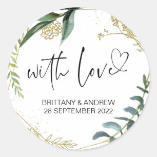 Huwelijksgunst Treat Bag Jam Met Liefde Eucalyptus Ronde Sticker