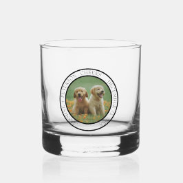 Huwelijksgunst voor honden met foto van de eregast whisky glas
