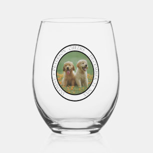 Huwelijksgunst voor honden met foto van de eregast wijnglas zonder voet
