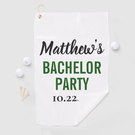 Huwelijksgunst voor vrijgezellenfeest met moderne  golfhanddoek (Insitu)