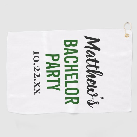 Huwelijksgunst voor vrijgezellenfeest met moderne  golfhanddoek (Horizontaal)