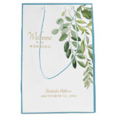 Huwelijksgunst Welkom Namen Blauw Blauw Medium Cadeauzakje (Voorkant)