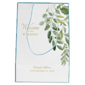 Huwelijksgunst Welkom Namen Blauw Blauw Medium Cadeauzakje (Achterkant)