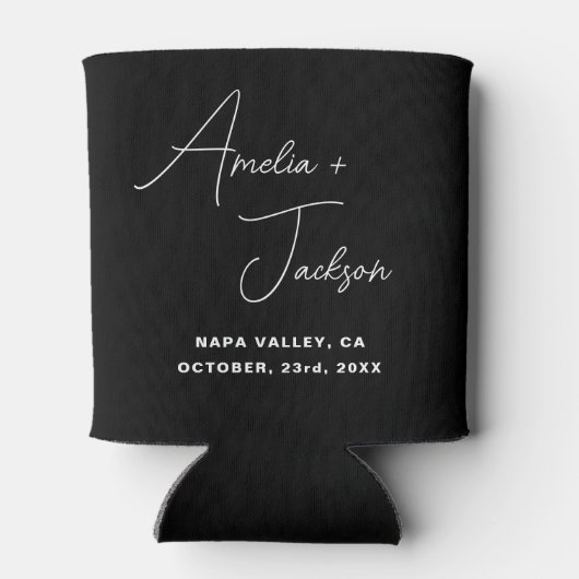 Huwelijksgunst Zwart Wit Moderne Minimalistische N Blikjeskoeler (Achterkant)