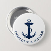 Huwelijksgunsten Anker Scheepsstrand Ronde Button 7,6 Cm (Voorkant /achterkant)