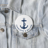 Huwelijksgunsten Anker Scheepsstrand Ronde Button 7,6 Cm (In situ)