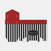 Huwelijksgunsten; B&W Strepen w/Rood, Douanelabel Bedankdoosjes (Uitgevouwen)