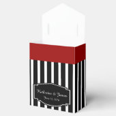 Huwelijksgunsten; B&W Strepen w/Rood, Douanelabel Bedankdoosjes (Geopend)