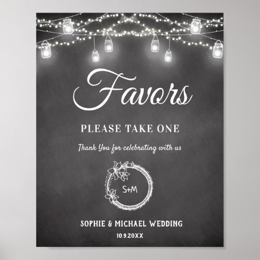 Huwelijksgunsten Black Wedding Sign Poster (Voorkant)