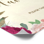 Huwelijksgunsten bord bruidsfeest bloemstuk poster (Hoek)