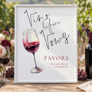 Huwelijksgunsten Bord Bruidsfeest Vino Before Vows Poster