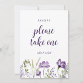 Huwelijksgunsten Bord Paars Lavendel Bloemkaart Kaart (Voorkant)