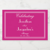 Huwelijksgunsten Chique Script Namen Magenta Mini Sparkling Wijnetiket (Enkel label)