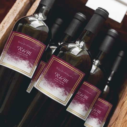 Huwelijksgunsten elegant wijn etiket