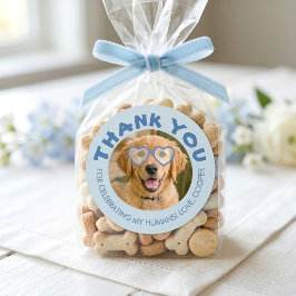 Huwelijksgunsten Hondenkoekjes Hond Foto Bedankt Ronde Sticker