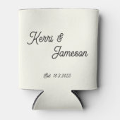 Huwelijksgunsten Ivoor Minimalistisch Script Blikjeskoeler (Voorkant)