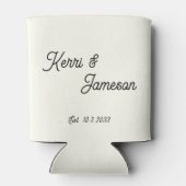 Huwelijksgunsten Ivoor Minimalistisch Script Blikjeskoeler (Achterkant)