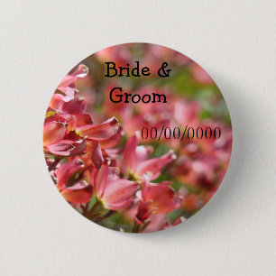 Huwelijksgunsten knoppen Bruid Bruidegom Naam Bewa Ronde Button 5,7 Cm
