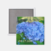 Huwelijksgunsten magneten Blauwe Hydrangea Bloemen (Voorkant / Achterkant)