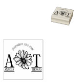 huwelijksgunsten - monogram zonnebloem rubberstempel (Gestempeld)