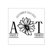 huwelijksgunsten - monogram zonnebloem rubberstempel (Afrduk)