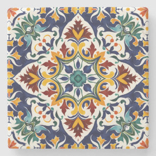 Huwelijksgunsten Talavera blauw Mexicaans tegel Stenen Onderzetter