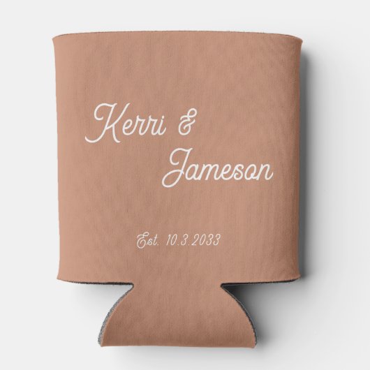 Huwelijksgunsten Terracotta Minimalistisch Script Blikjeskoeler (Achterkant)