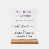 Huwelijksgunsten Typografie Dusty Violet Clear Acryl Bord (Voorkant)