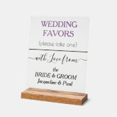 Huwelijksgunsten Typografie Dusty Violet Clear Acryl Bord (Hoek)