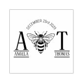 huwelijksgunsten uitnodiging koppel bijenmonogram rubberstempel (Afrduk)