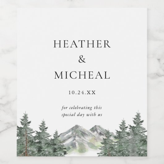 Huwelijksgunsten van Pine Tree Mountain Wijn Etiket (Enkel label)