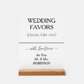 Huwelijksgunsten Wit Zwart NAAM Acryl Bord (Voorkant)