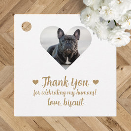Huwelijksgunstlabels met eigen foto van hond bedankjes labels