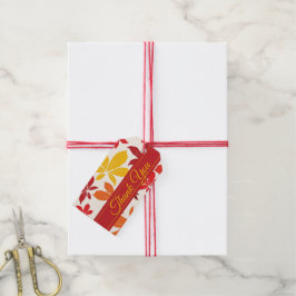 Huwelijksgunstlabels met heldere herfstbladeren cadeaulabel