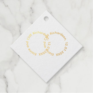 Huwelijksgunstlabels met namen, diamantvorm bedankjes labels