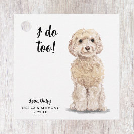 Huwelijksgunstlabels voor honden bedankjes labels