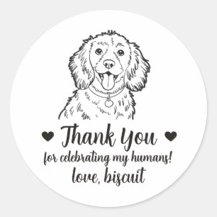 Huwelijksgunststickers met Aangepaste Spaniel Hond Ronde Sticker