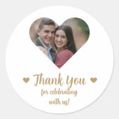 Huwelijksgunststickers met eigen hartfoto ronde sticker (Voorkant)
