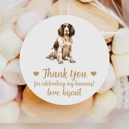 Huwelijksgunststickers met Engelse Spaniel-hond Ronde Sticker