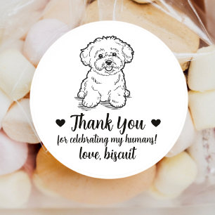 Huwelijksgunststickers met op maat gemaakte Bichon Ronde Sticker