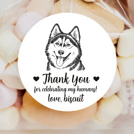 Huwelijksgunststickers met op maat gemaakte Husky- Ronde Sticker
