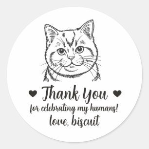 Huwelijksgunststickers met op maat gemaakte kat ronde sticker