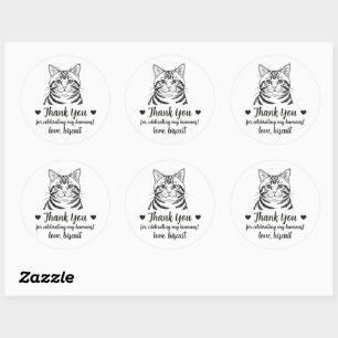 Huwelijksgunststickers met op maat gemaakte kat ronde sticker