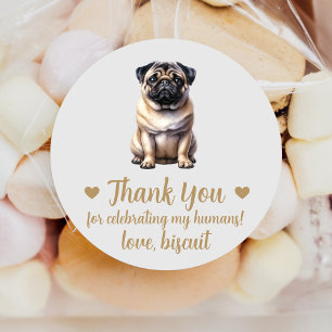 Huwelijksgunststickers met op maat gemaakte Pug Ronde Sticker