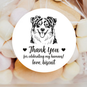 Huwelijksgunststickers voor Australische Shepherd- Ronde Sticker