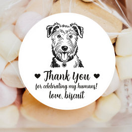 Huwelijksgunststickers voor honden met afbeelding  ronde sticker
