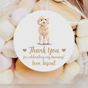 Huwelijksgunststickers voor honden met eigen ontwe ronde sticker