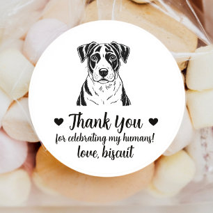 Huwelijksgunststickers voor honden op maat ronde sticker